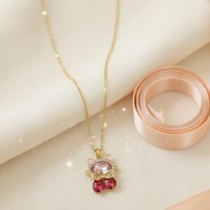 Pink Kitty Pendant Necklace